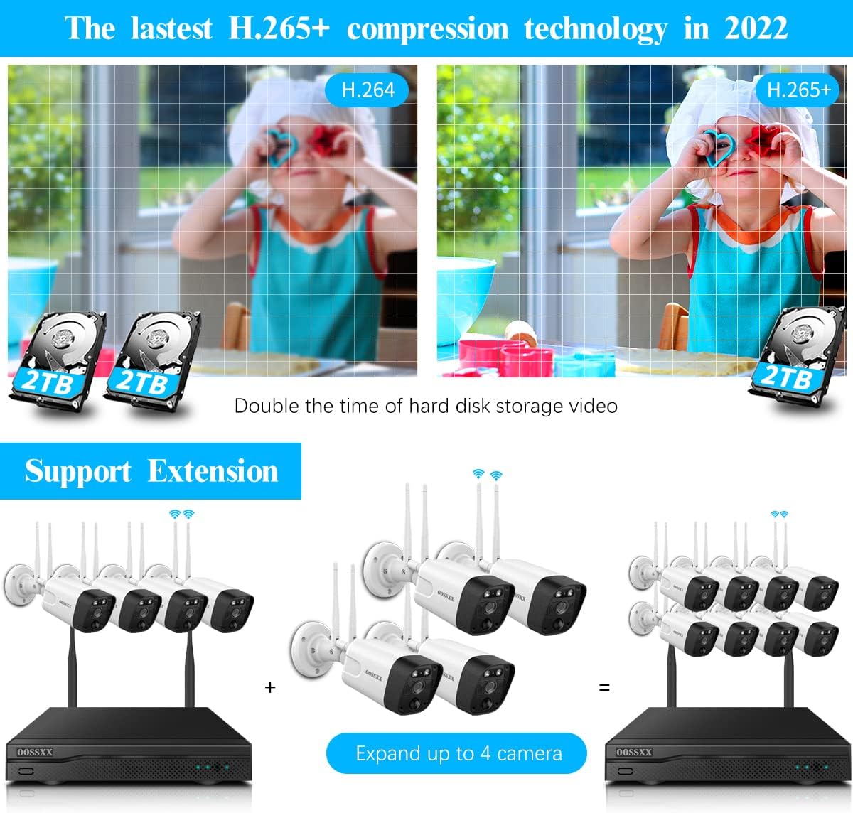 3K 5.0MP Wireless Security Camera System with 2TB Hard Drive M164
