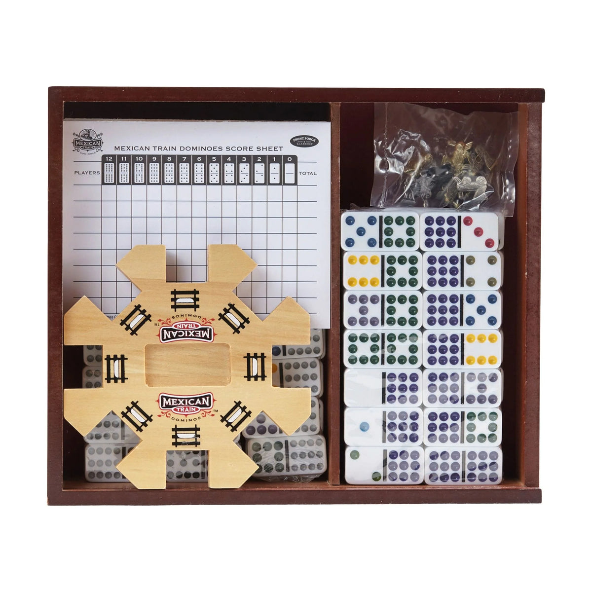 Mexican Train Domino Set in Wooden Collector Box B521307
