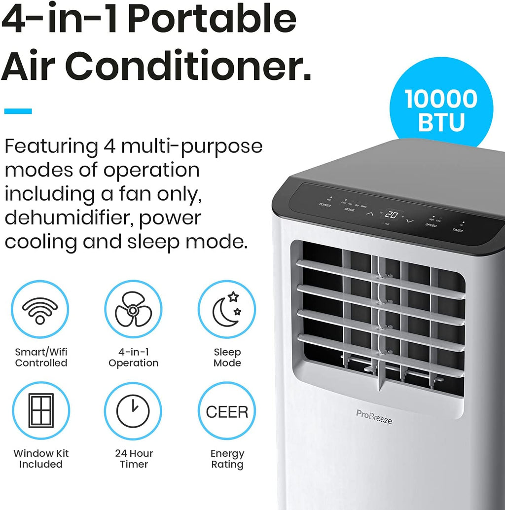 4 in 1 Portable Air Conditioning Unit with Fan, Dehumidifier, Window Venting Kit W993817