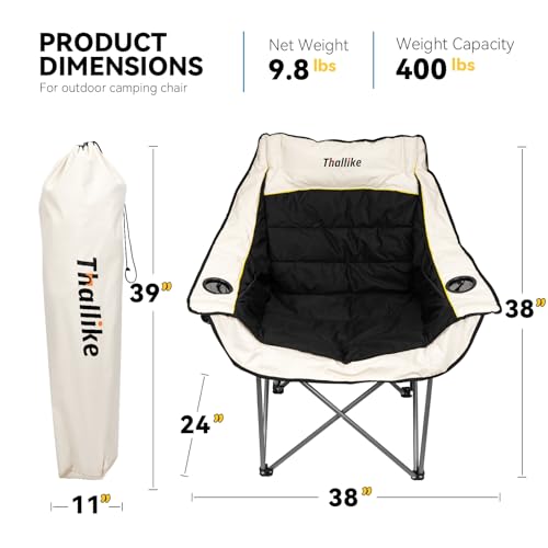 Oversized Heavy Duty Folding Camping Chair with Cup Holders and Carry Bag Z8306