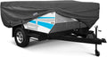 Waterproof Folding Camping Travel Trailer Storage Cover, 300D Polyester, Fits Length 16'-18', Gray Y5489