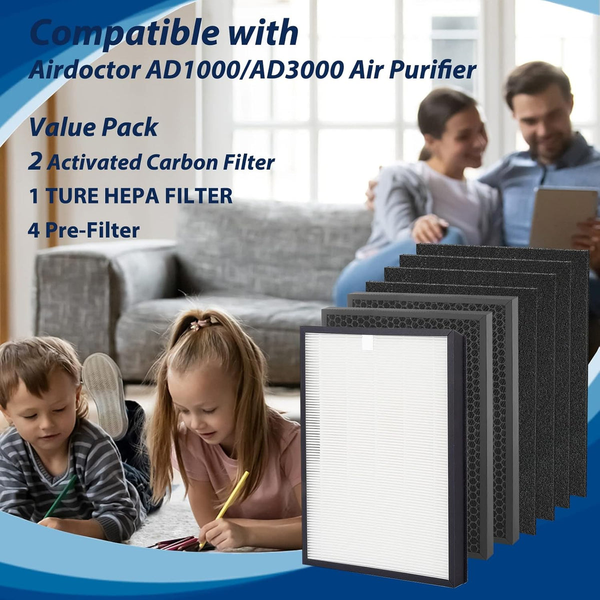 True HEPA Filter Replacement Set with Activated Carbon Filters and Pre-Filter F788