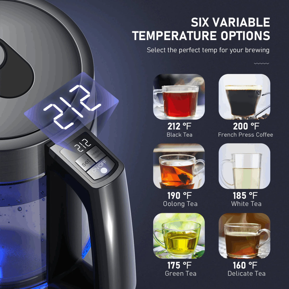 Silver Electric Kettle 1.7L 1500W Glass Y6055