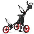 Folding 3 Wheels Golf Push Cart with Seat Blue P74565