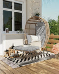 Oversized Rattan Egg Chair with Ottoman and Cushion M819184