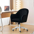White Velvet Desk Chair with Wheels U71550
