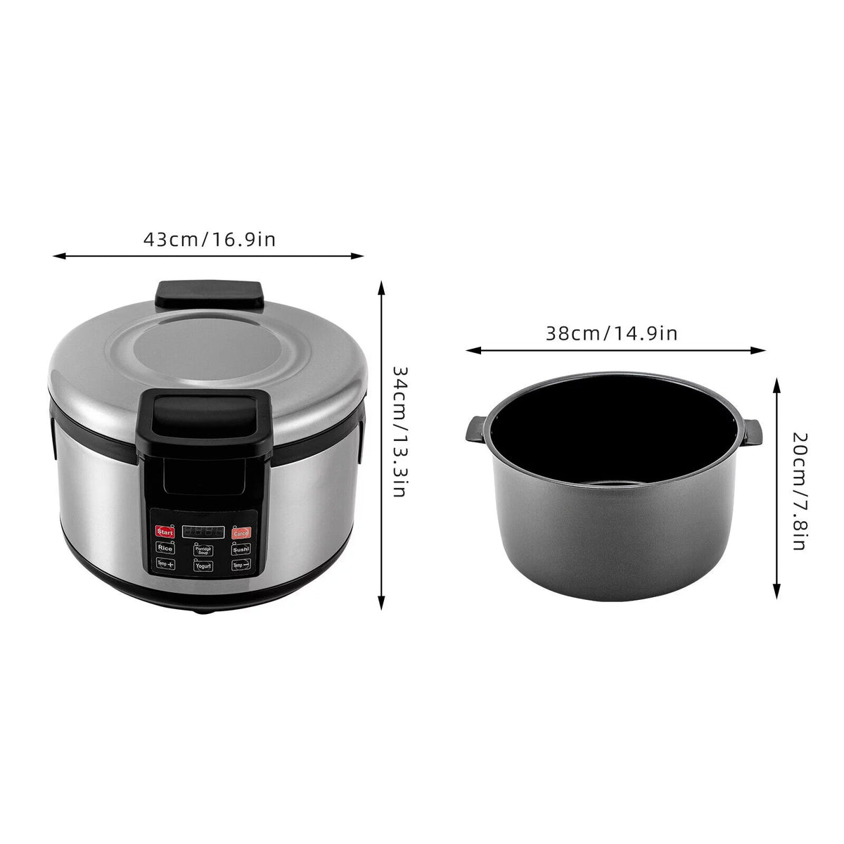 110W Commercial Rice Cooker Stainless Steel 19L/20Qt W775