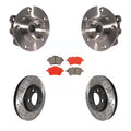 Front Hub Bearing Assembly With Coated Drilled Slotted Disc Brake Rotors And Semi-Metallic Pads Kit W753