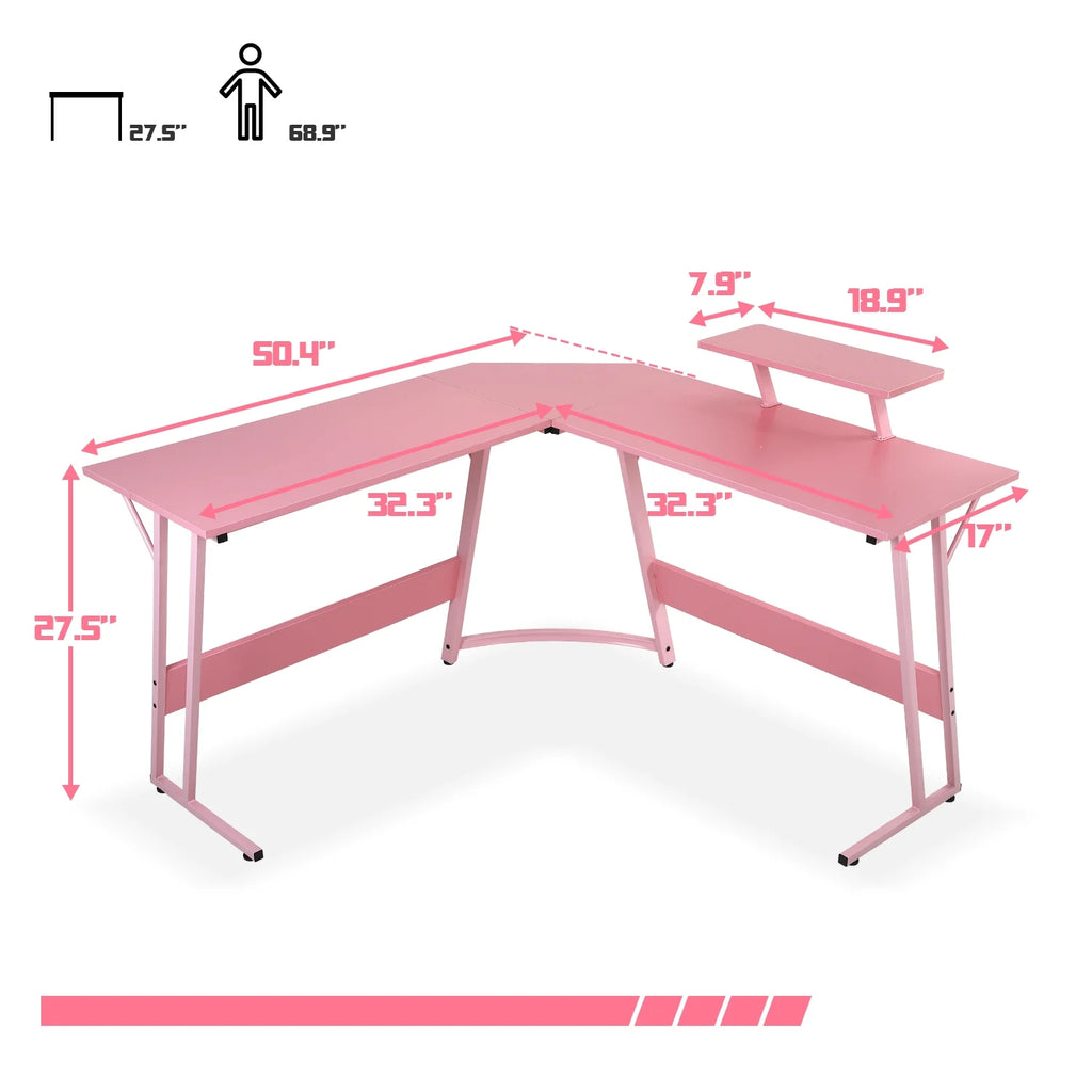 Pink 51 Inch L Shaped Corner Desk C130139