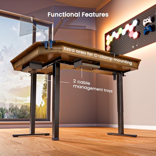 Electric L Shaped Standing Desk, 65'' Height Adjustable Corner Desk with Storage Drawers, Black O855323