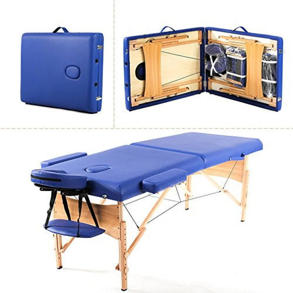 Adjustable Folding Portable Massage Table with Carry Case, Black O387258