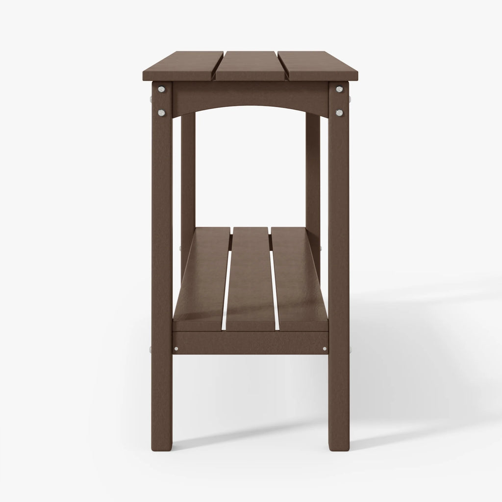 55" Outdoor HDPE 2-Tier Console Table, Dark Brown H15588