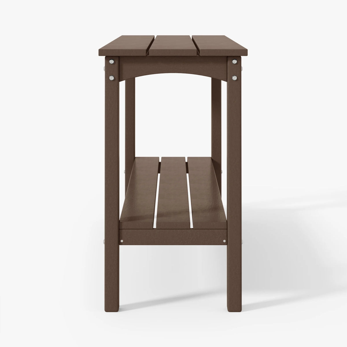 55" Outdoor HDPE 2-Tier Console Table, Dark Brown H15588