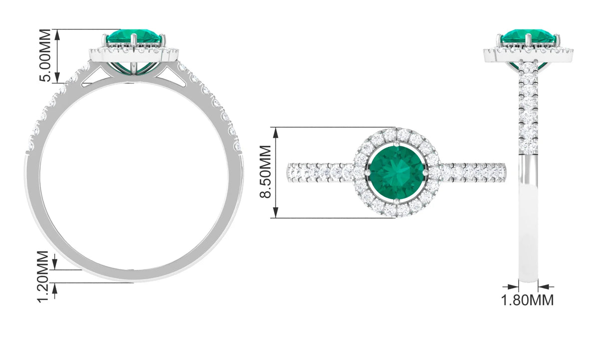 Emerald and Diamond Ring in Gold, 925 Sterling Silver P310351