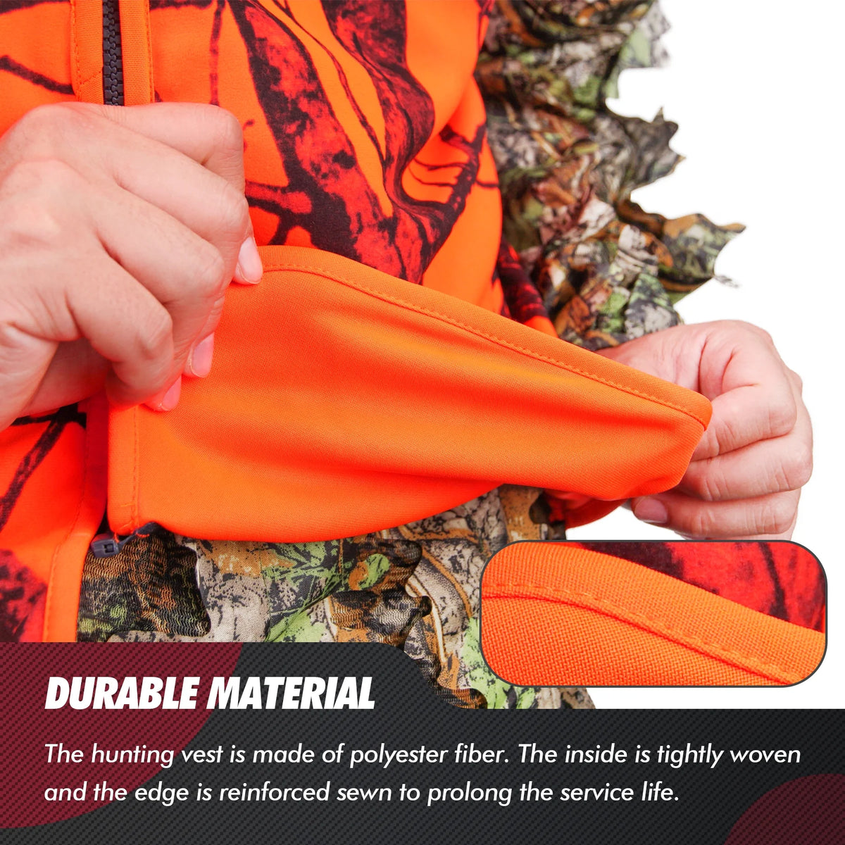 Orange Lightweight Hunting Vest with Zipper Closure (M) S3861
