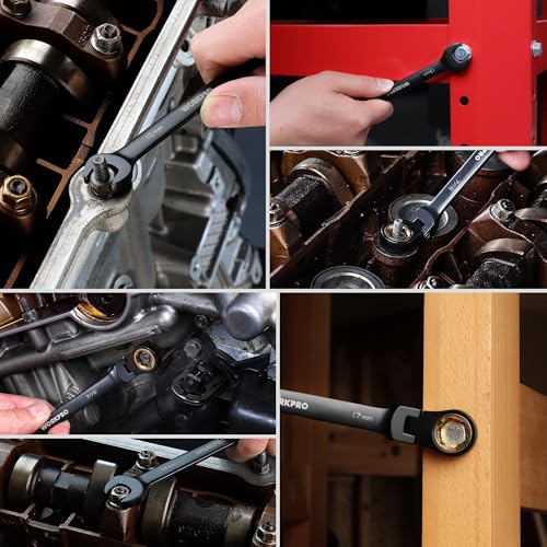 22-piece Ratcheting Wrench Set with 180° Flex Head, Anti-Slip Tooth, Metric 6-18mm & SAE 1/4-3/4", Black Electrophoretic Coating N9344
