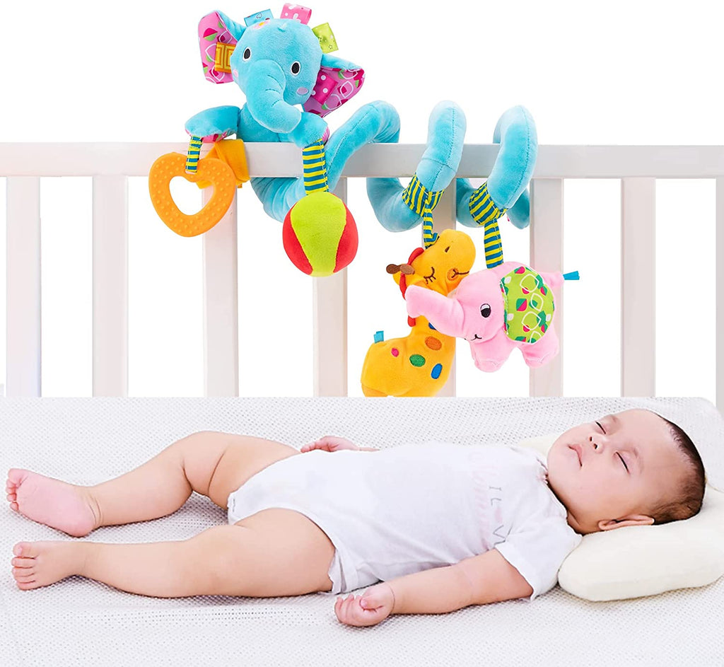 Blue Elephant Hanging Plush Rattle Crib Toy Q13804