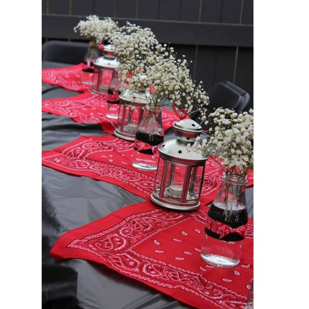 36 Pack Black & Red 100% Cotton Double Sided Bandanas B5163
