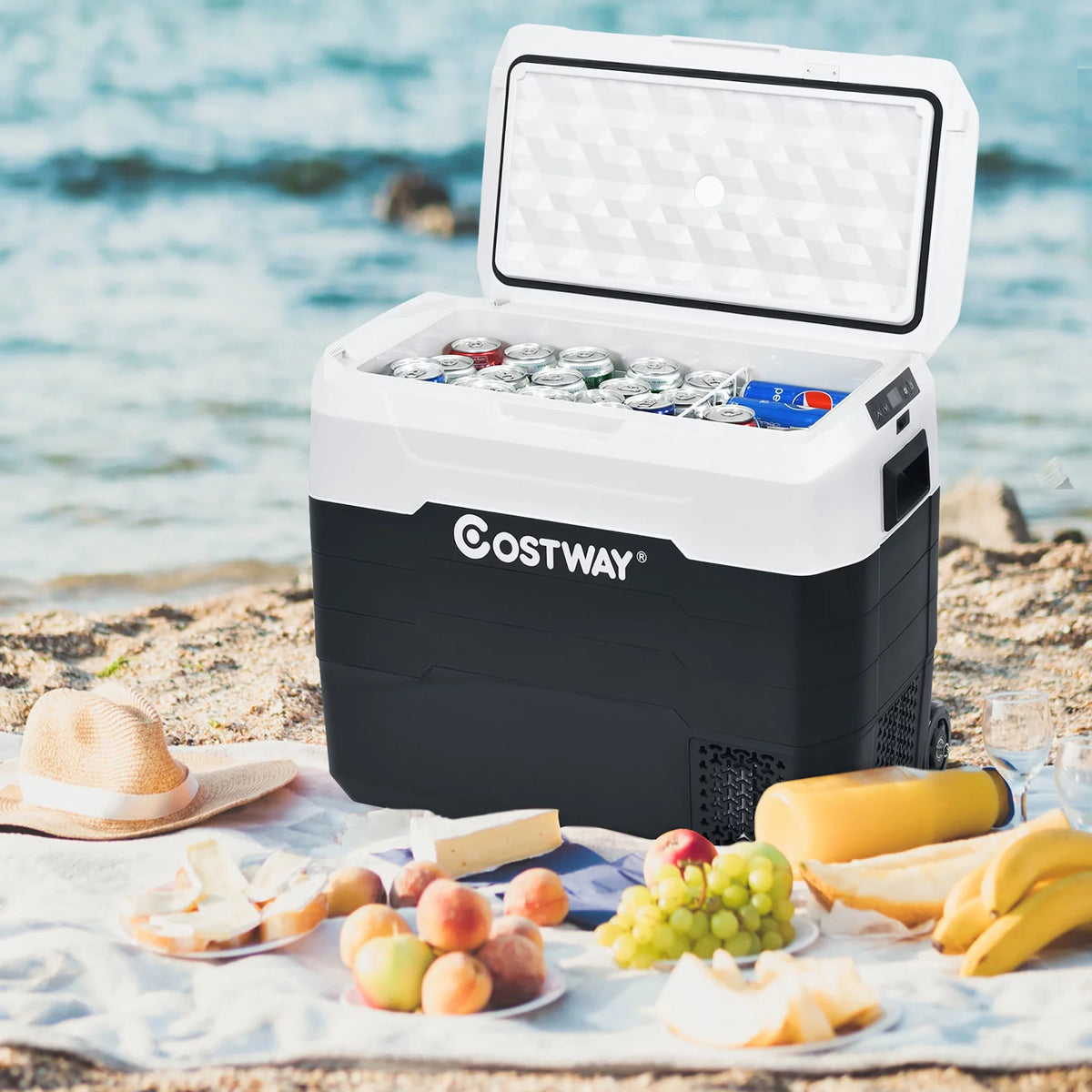 Portable Dual-Zone Car Refrigerator White B66424