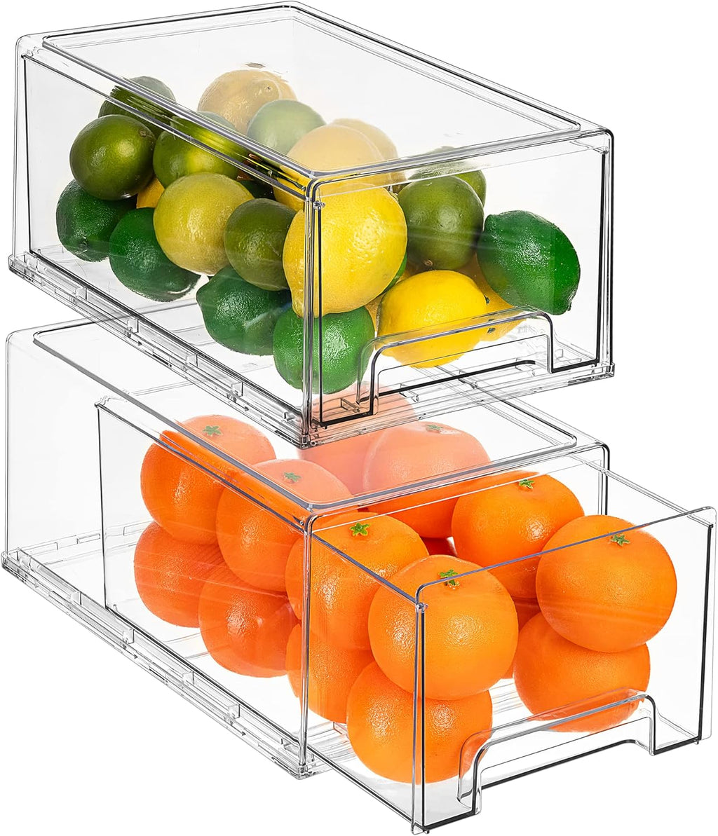 2 Pull Out Fridge Drawers & 2 Large Pull Out Stackable Fridge Bins T12073