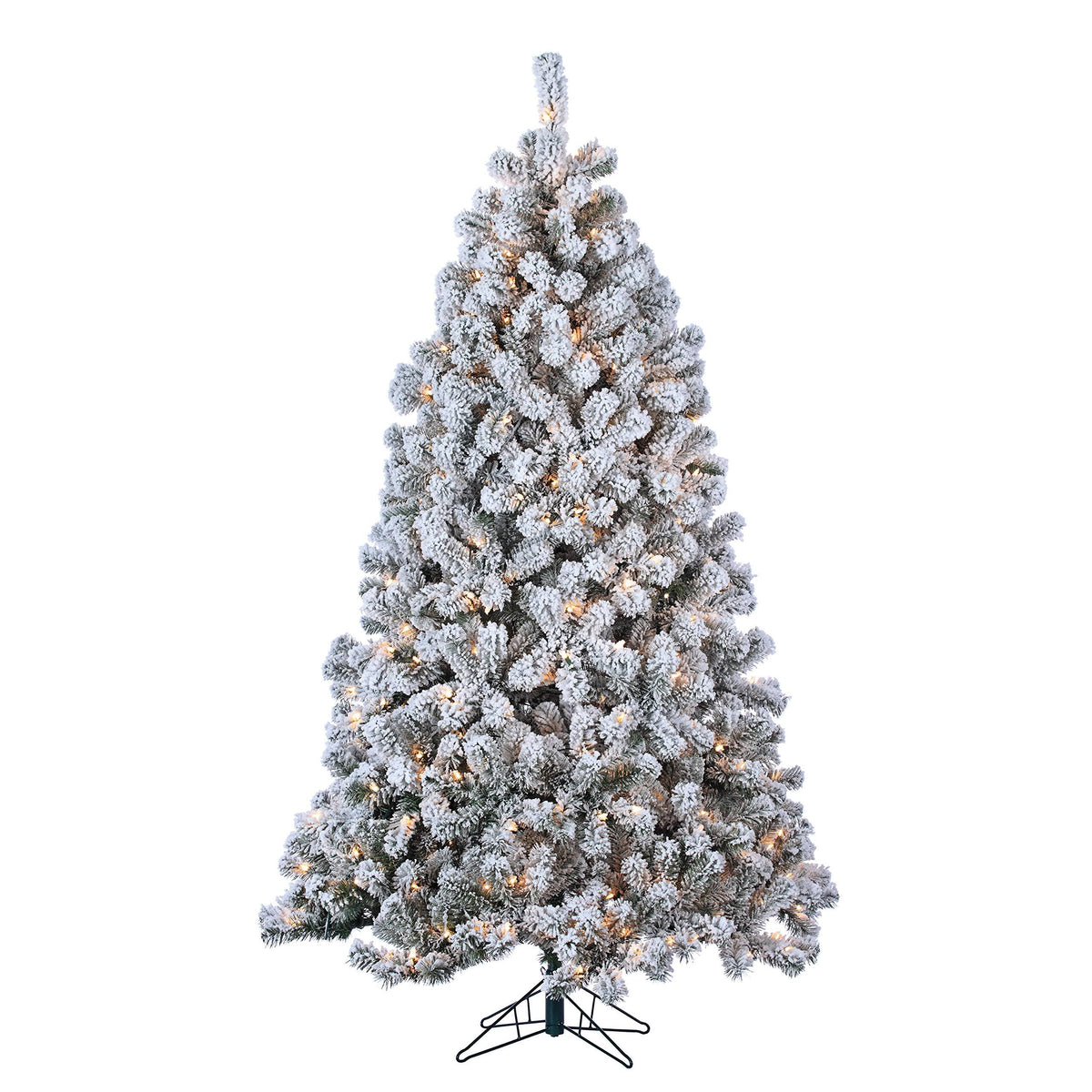 7ft Pre-Lit Flocked Pine with 500 Clear Lights Green S868