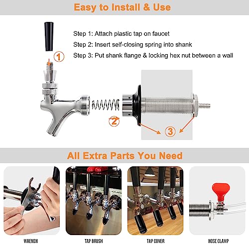 Stainless Steel Draft Beer Faucet Shank with Beer Line Barb Q40310