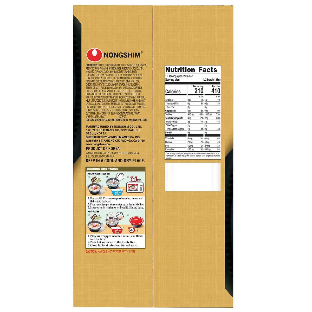 9.73 oz each Original Flavor Udon Noodle Soup Bowl, 6 Bowls S735