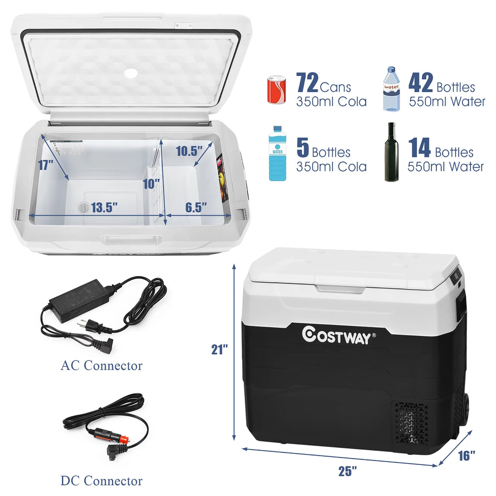 Portable Dual-Zone Car Refrigerator White B66424