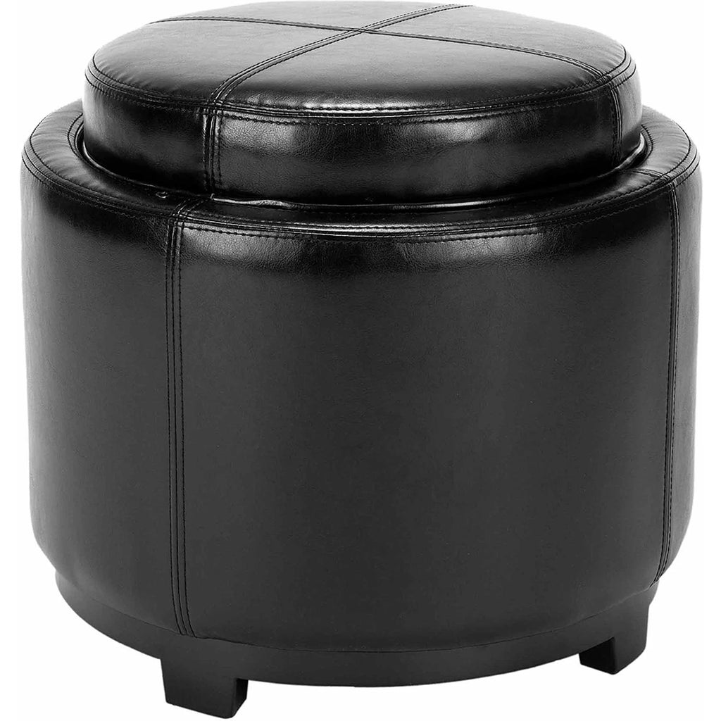 Black Round Storage Ottoman G57735