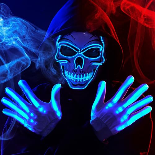 Halloween LED Skull Mask with Light Up Gloves M451485