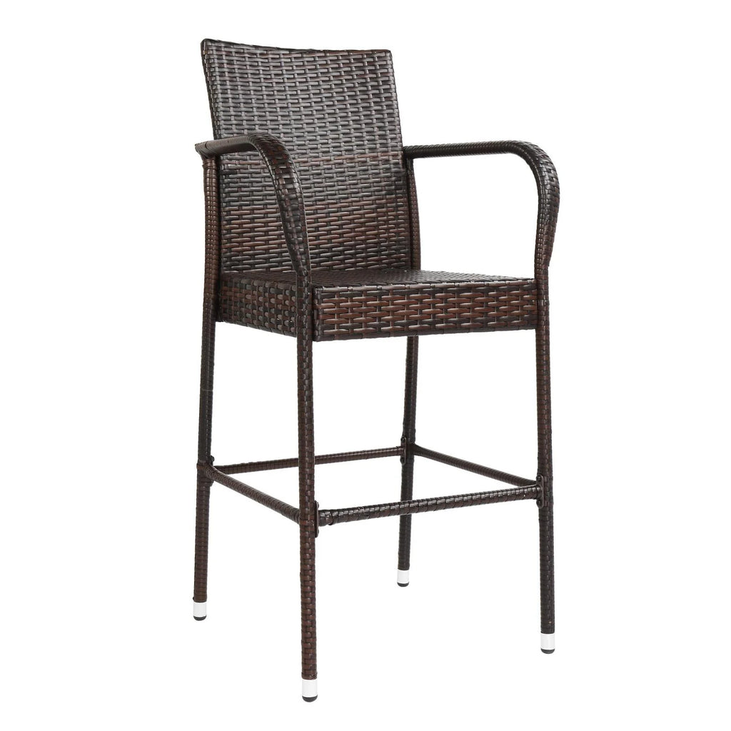Brown Gradient Wicker Rattan Bar Stools with Footrest T780