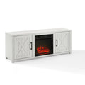White Wood TV Stand with Fireplace B271