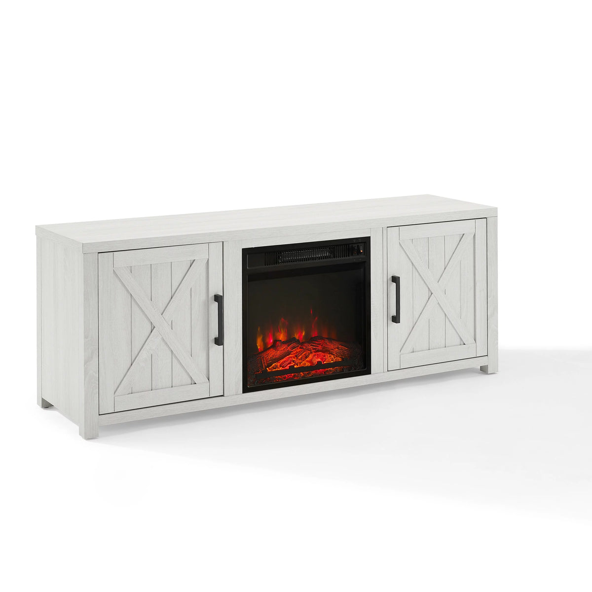 White Wood TV Stand with Fireplace B271