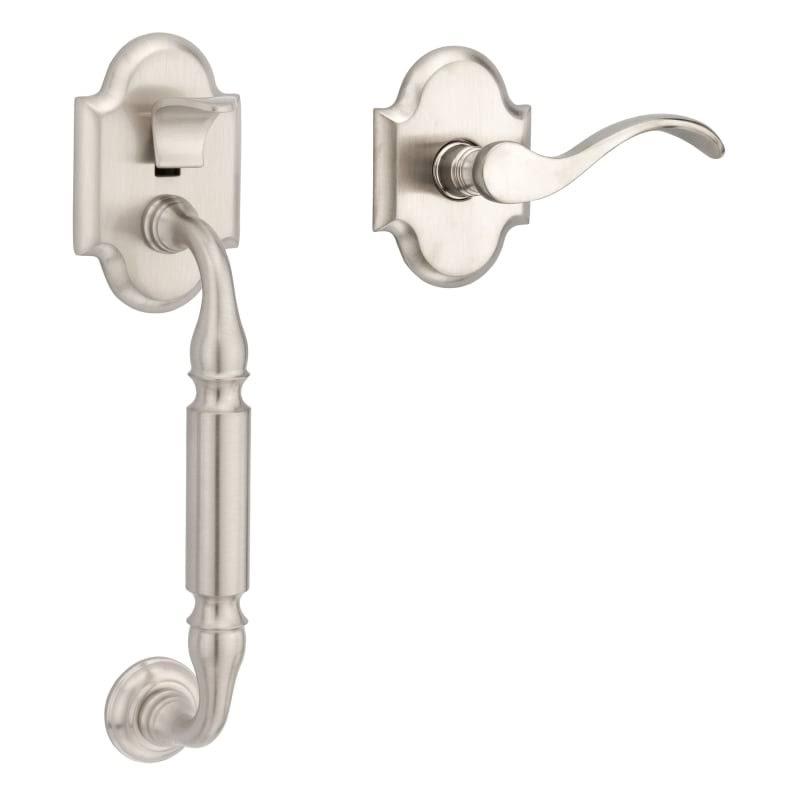 Satin Right Handed Electronic Keyless Entry Handleset with Wave Interior Lever J61328