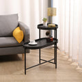 Black 2-Tier Side Table with Storage Y822