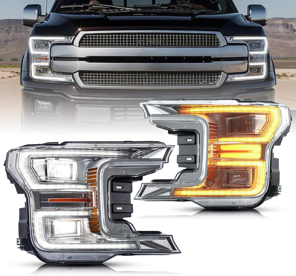 Black Housing LED Headlights with Sequential Turn Signal L80410