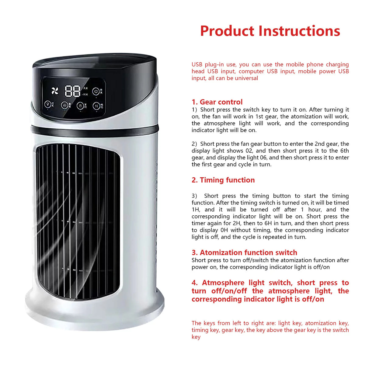 Electric Fan USB Multi-function Timing Air Cooler L310
