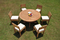Grade-A Teak 7 Pc Dining Set 60" Round Table 6 Armless Chairs Q21994