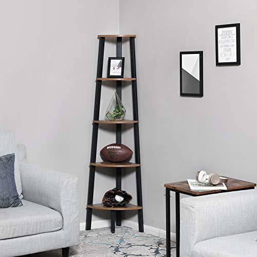 5-Tier Corner Bookcase with Metal Frame W403630