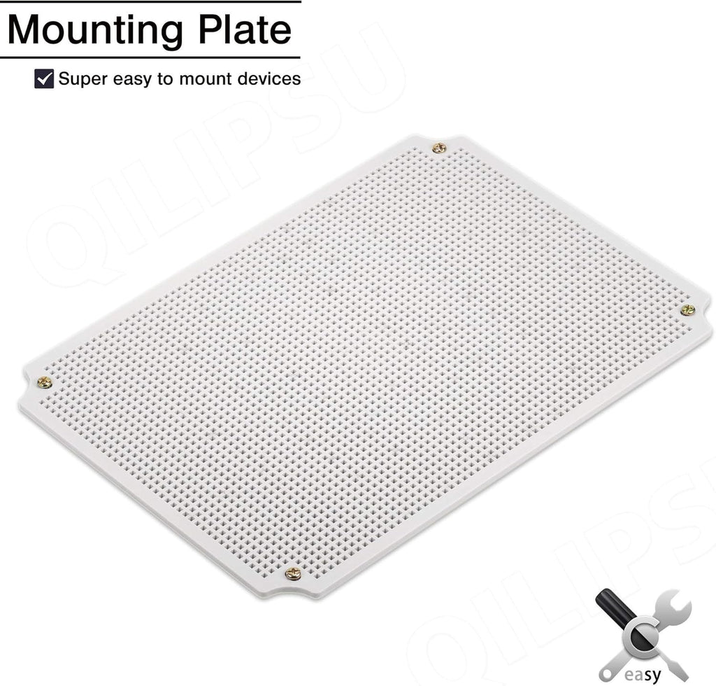 Hinged Cover Stainless Steel Latch Junction Box with Mounting Plate, ABS Plastic IP67 Waterproof Grey K3958