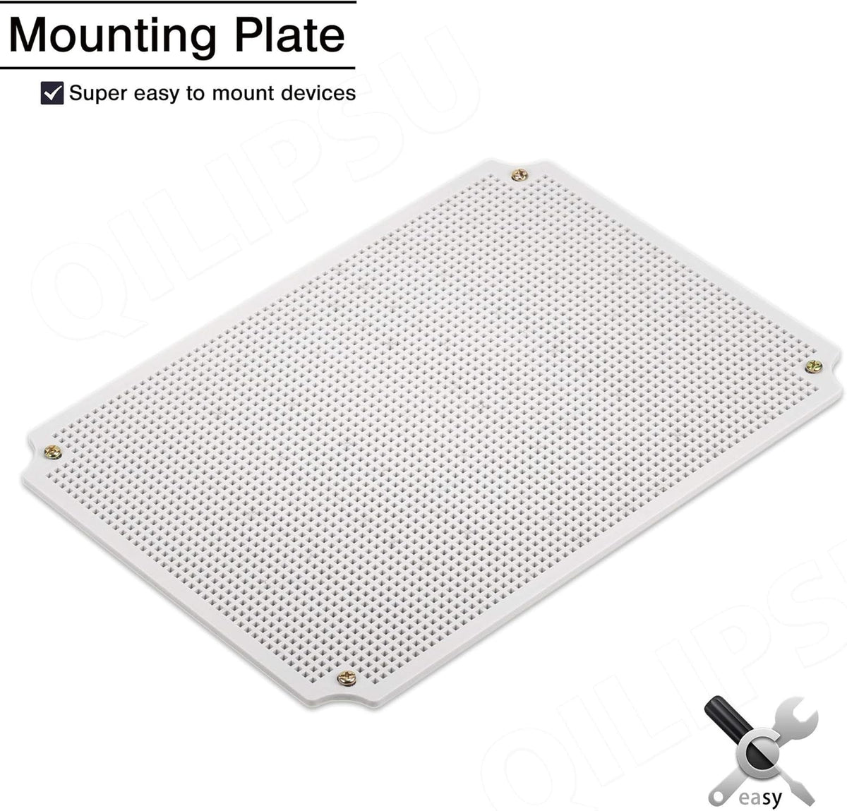 Hinged Cover Stainless Steel Latch Junction Box with Mounting Plate, ABS Plastic IP67 Waterproof Grey K3958