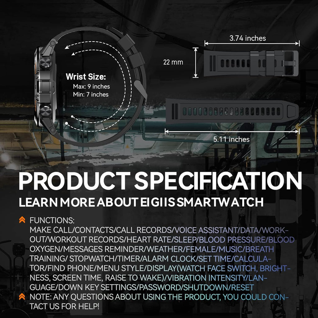 Rugged Tactical Smartwatch 1.39'' HD Screen Black G163