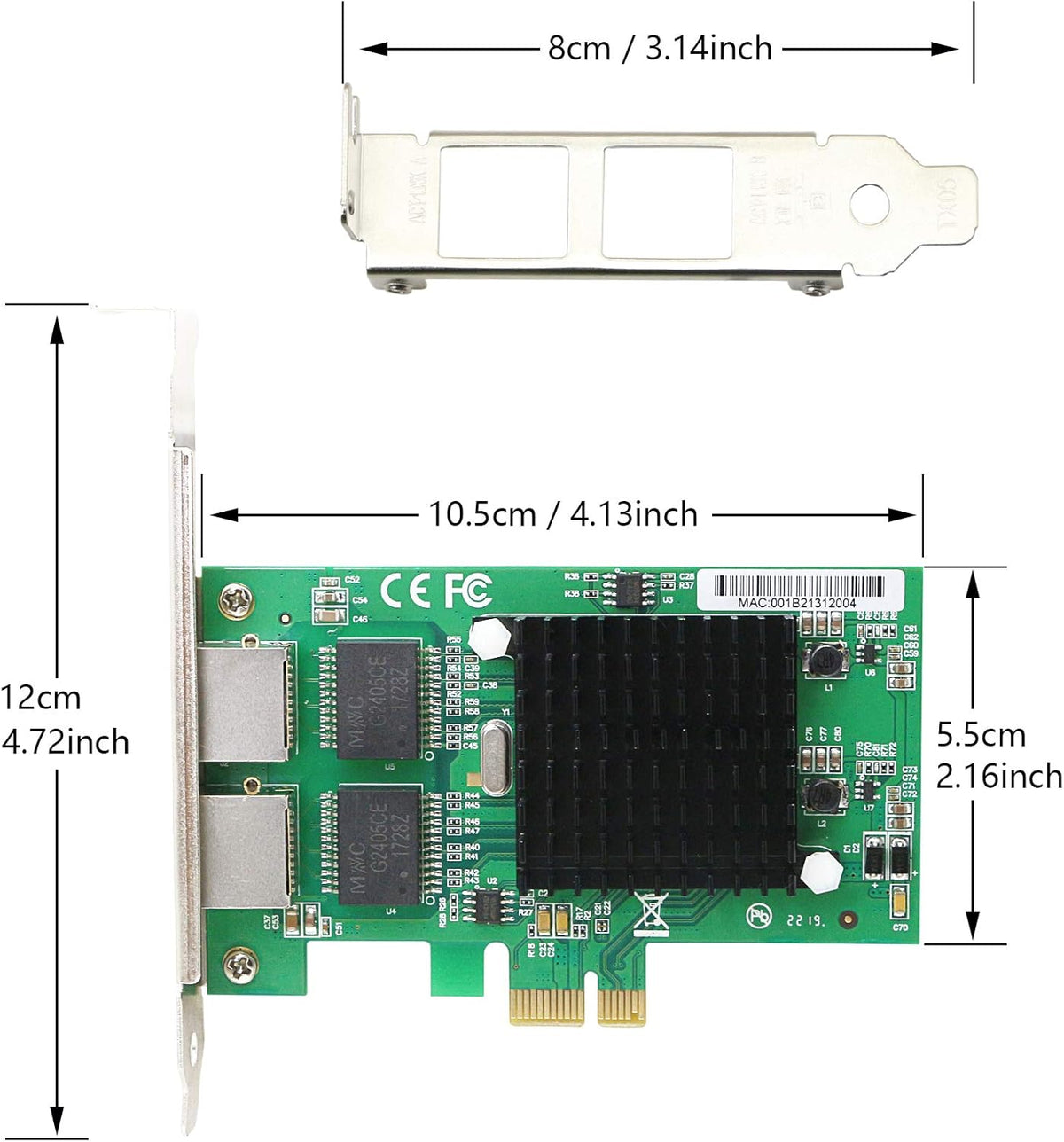 Dual Port Gigabit Ethernet PCI Express Network Card Pack of 2 D210330