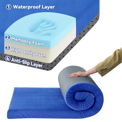 3 Inch Thick Memory Foam Camping Mattress Pad with Velvet Cover S6218