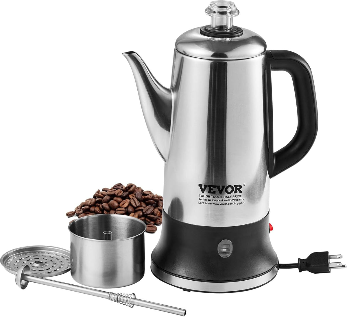 12-Cup 304 Stainless Steel Electric Coffee Percolator G97394