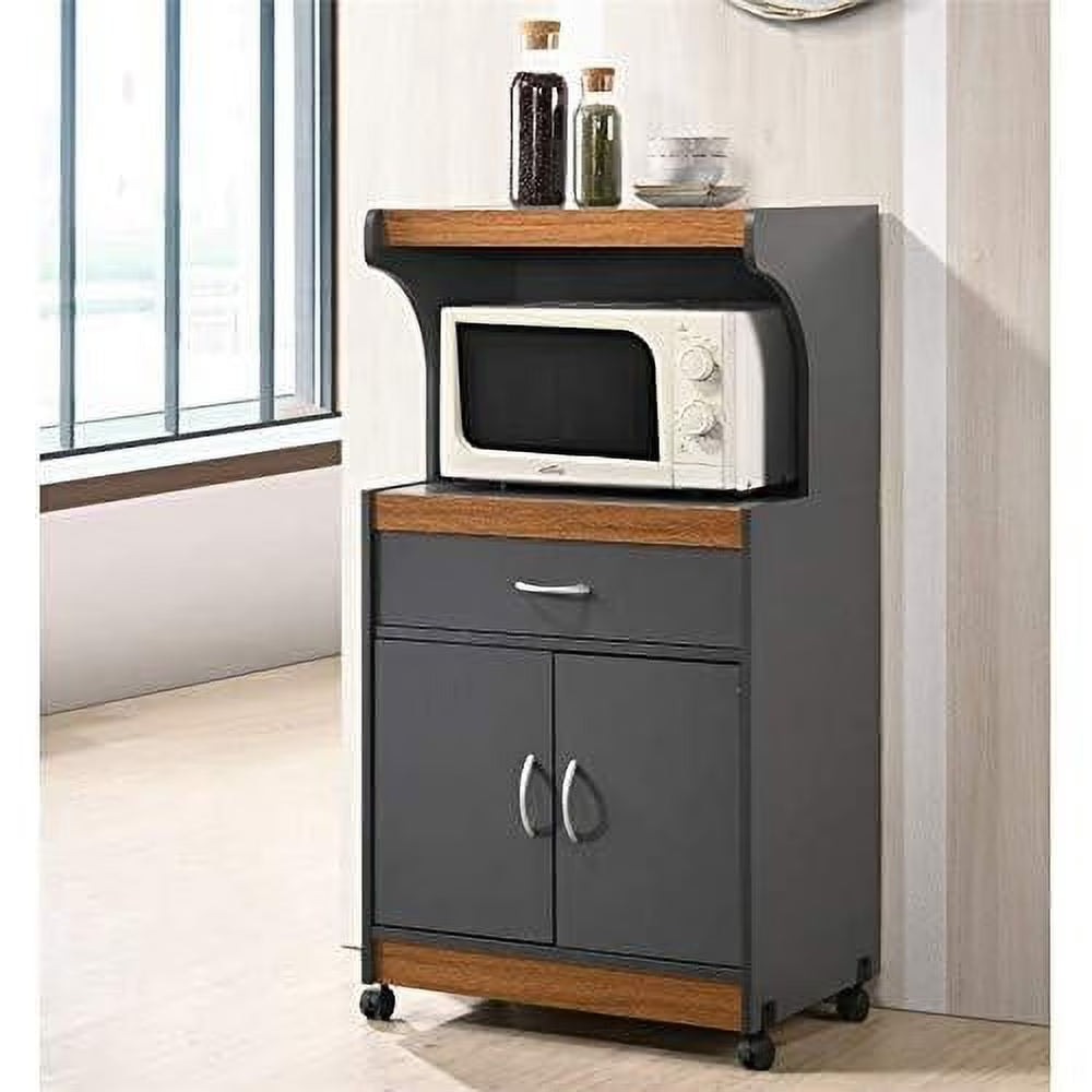 Gray Oak Microwave Kitchen Cart H6299