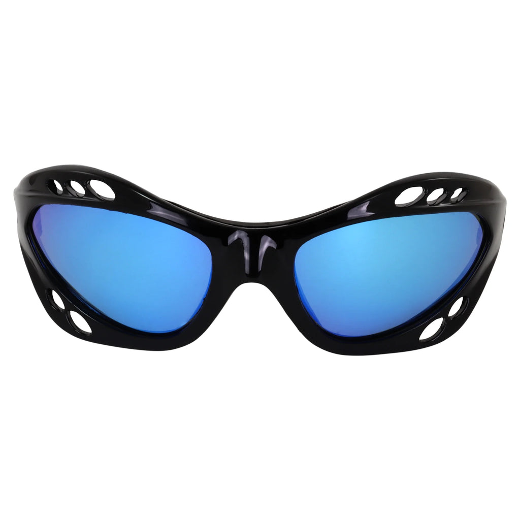 3 Pairs Padded Polarized Sunglasses with Strap Black Frame Blue Purple Green Mirror Lenses R939