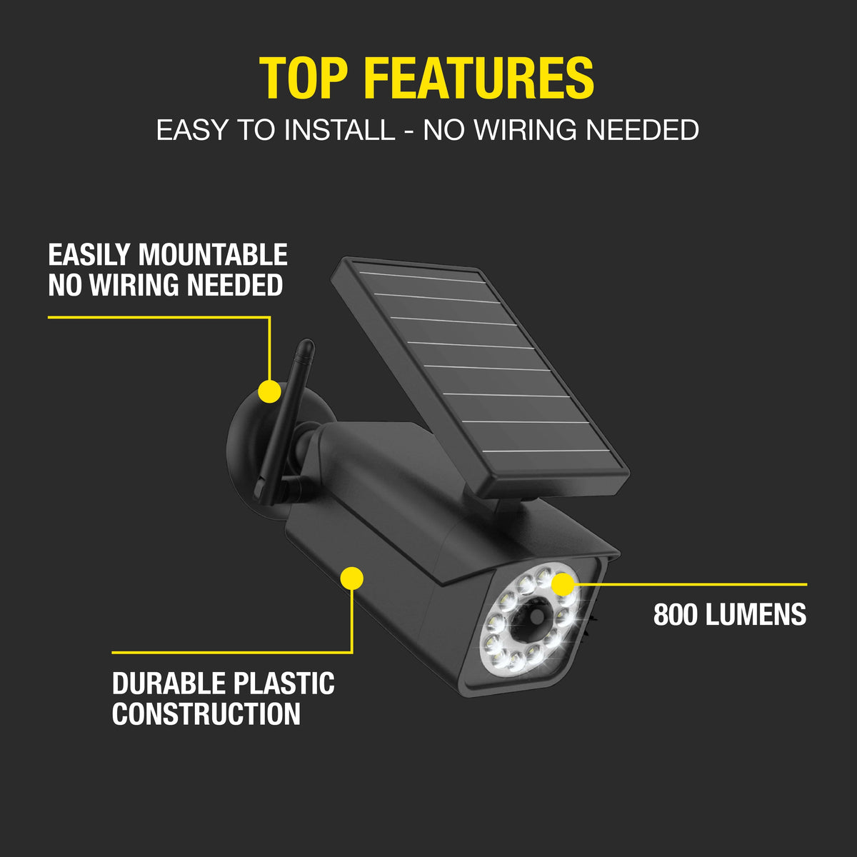 Solar Motion Security Light, Black, 800 Lumens X824