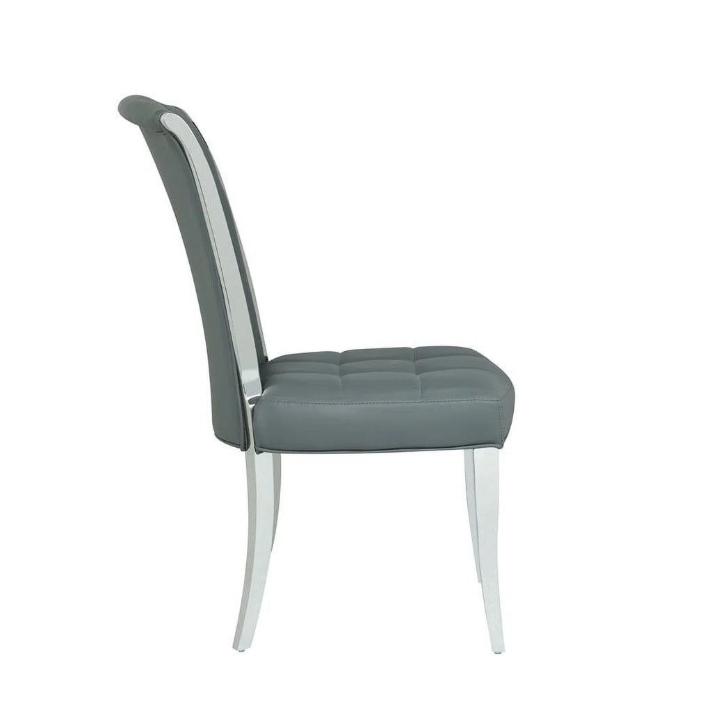 Gray Faux Leather Side Chair Set of 2 Y2261