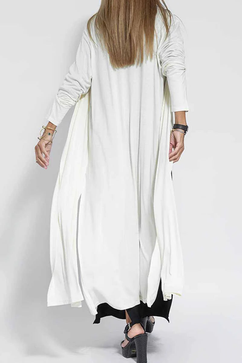 Solid Slit Cardigan Outerwear S60013